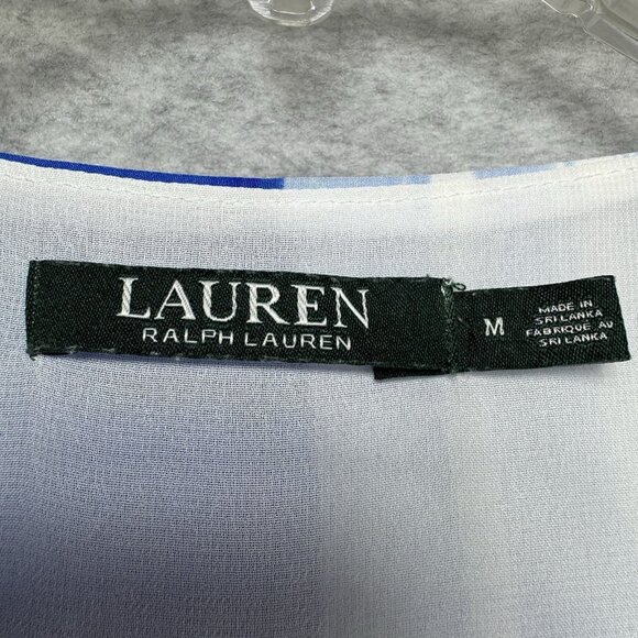 Lauren Ralph Lauren Cover-up Women M Resort Tunic Kaftan Dress Kimono Blue White - Picture 3 of 6